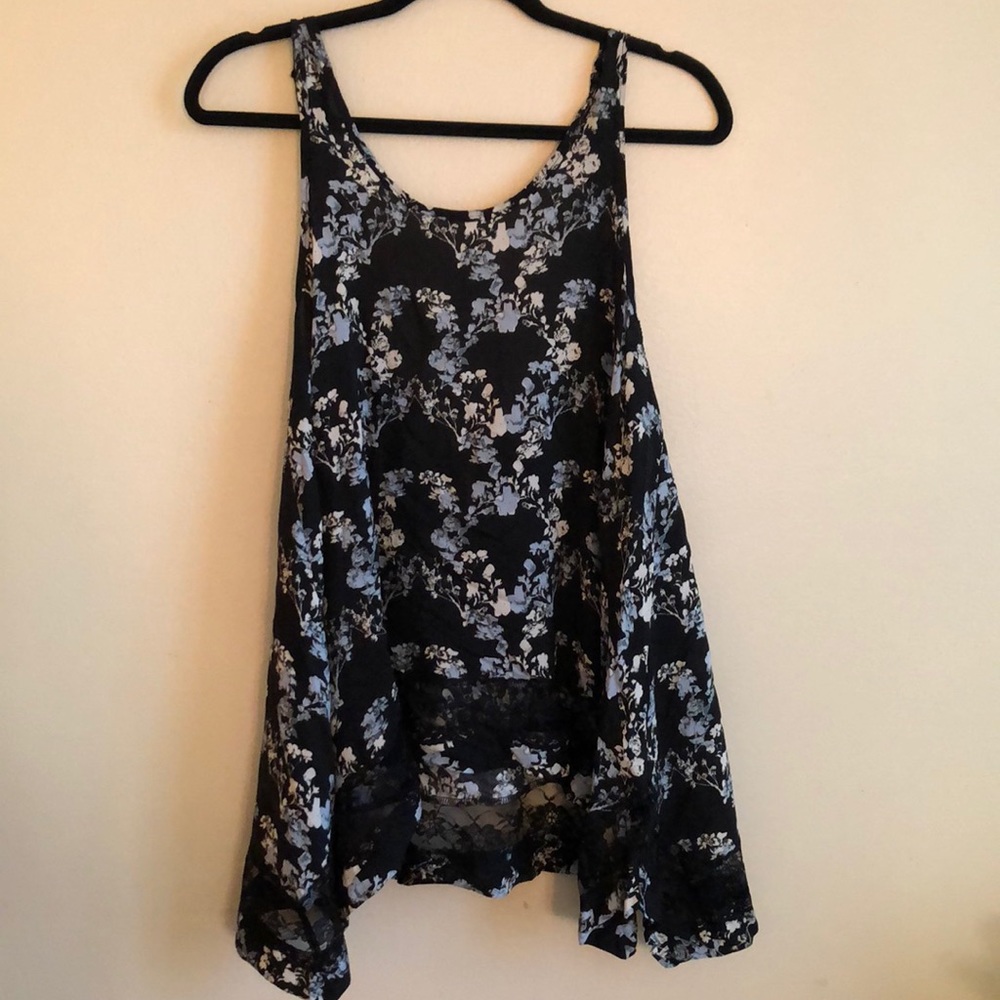Free People Lace Top with Floral Print